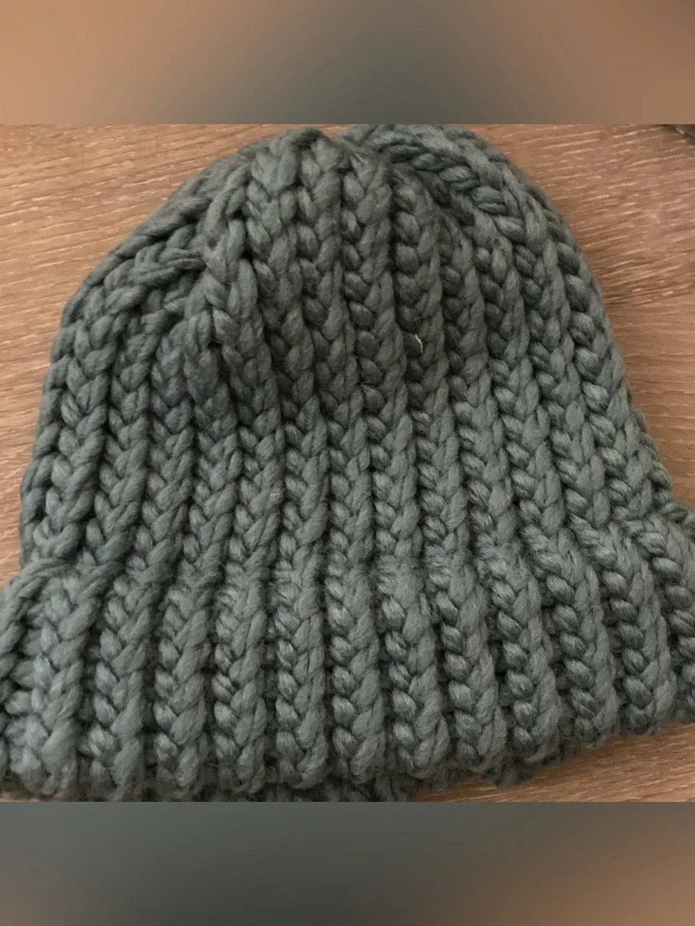 HANDMADE loom knitted small green baby beanie hat for the winter